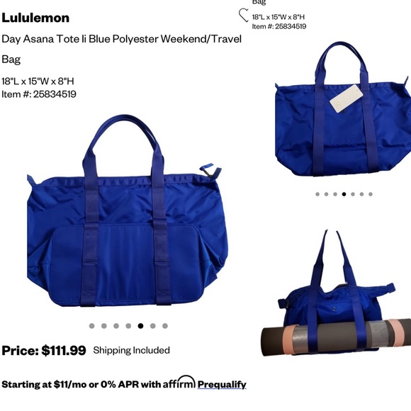 lululemon athletica Handbags - Lululemon asana tote yoga bag gym duffle travel